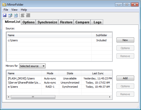 Real-time folder mirroring/sync and automatic file backup software for Windows.