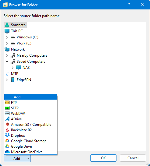 Browse for folder
