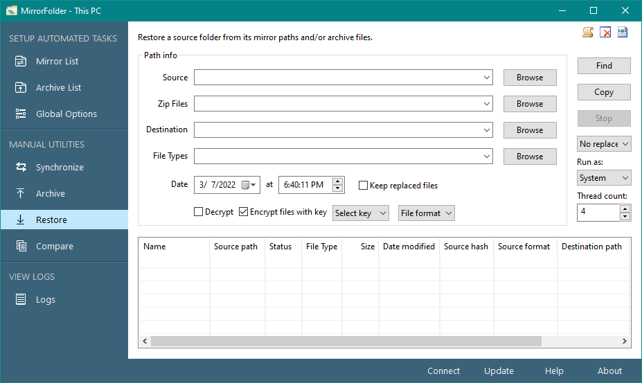 Restore folder